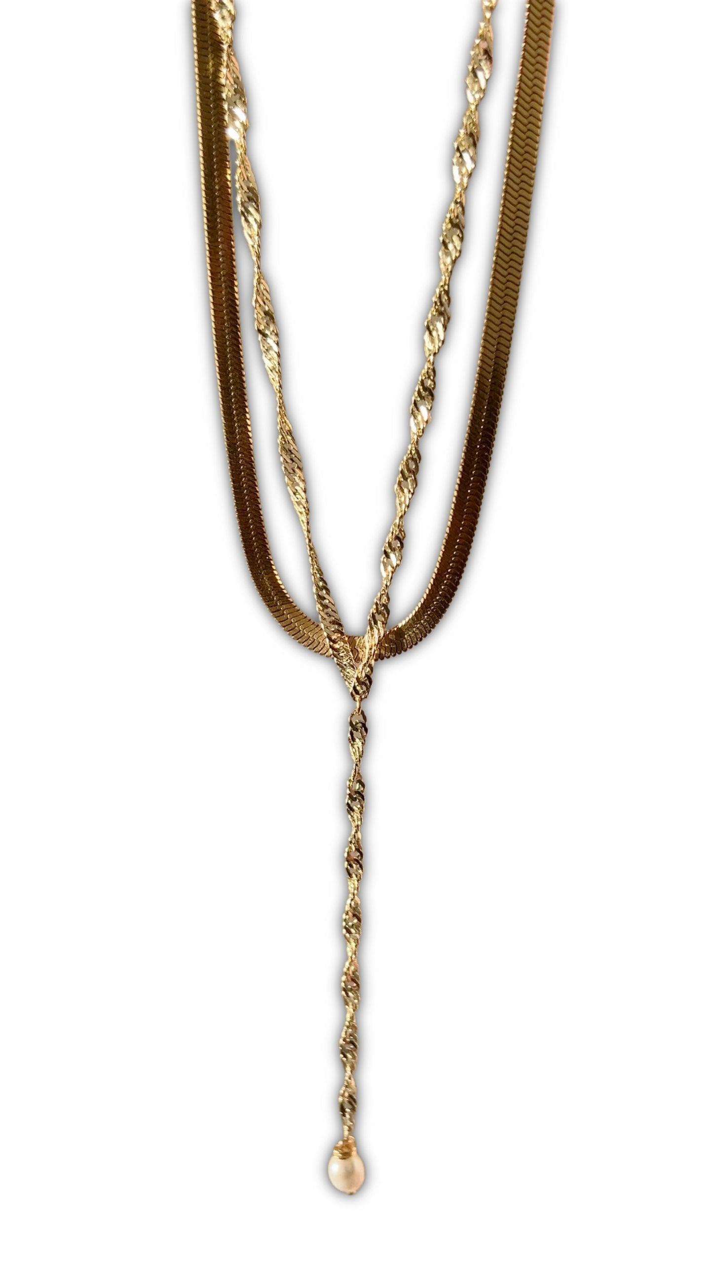 long necklace with natural pearl