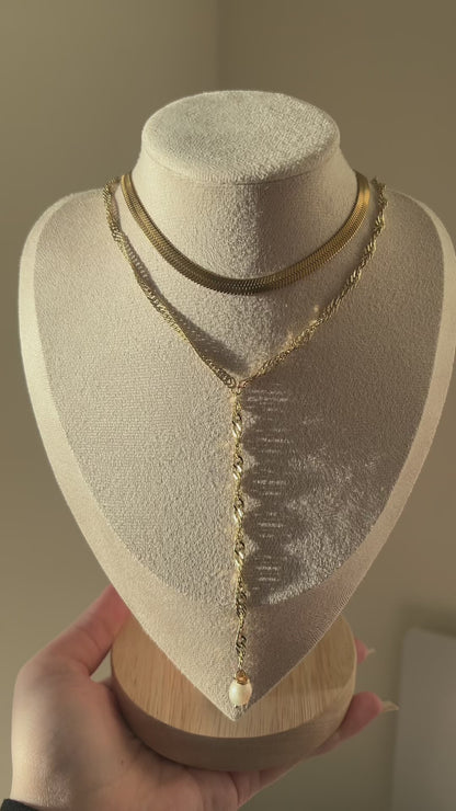 long necklace with natural pearl